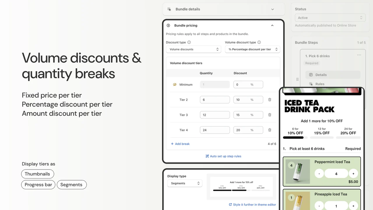 Volume discounts interface